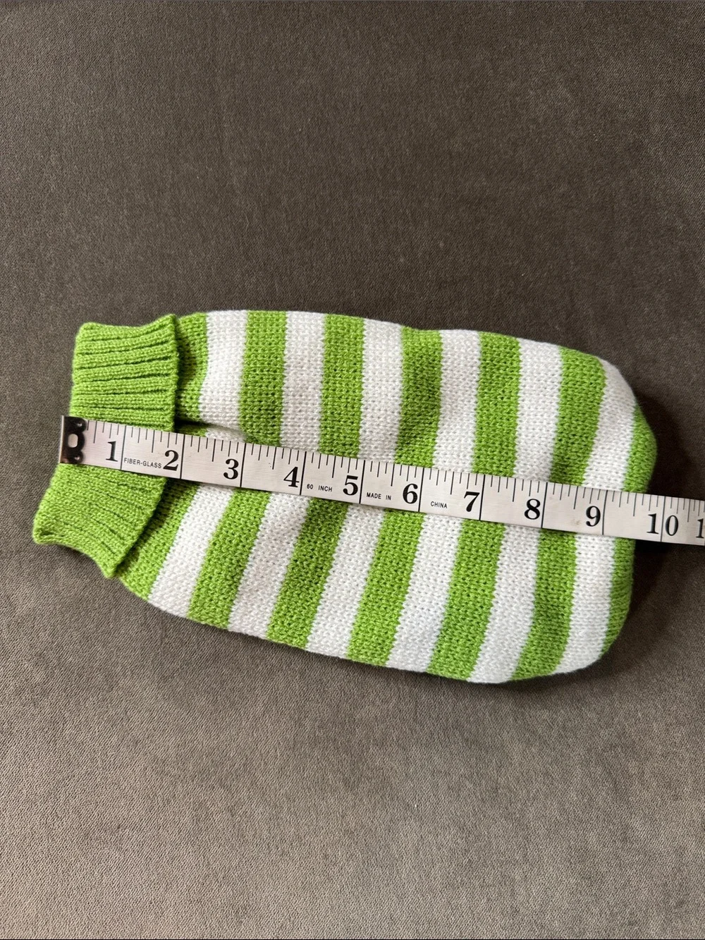 Green and White Striped Knit Pet Dog Cat Sweater Ribbed Turtle Neck Size M NEW